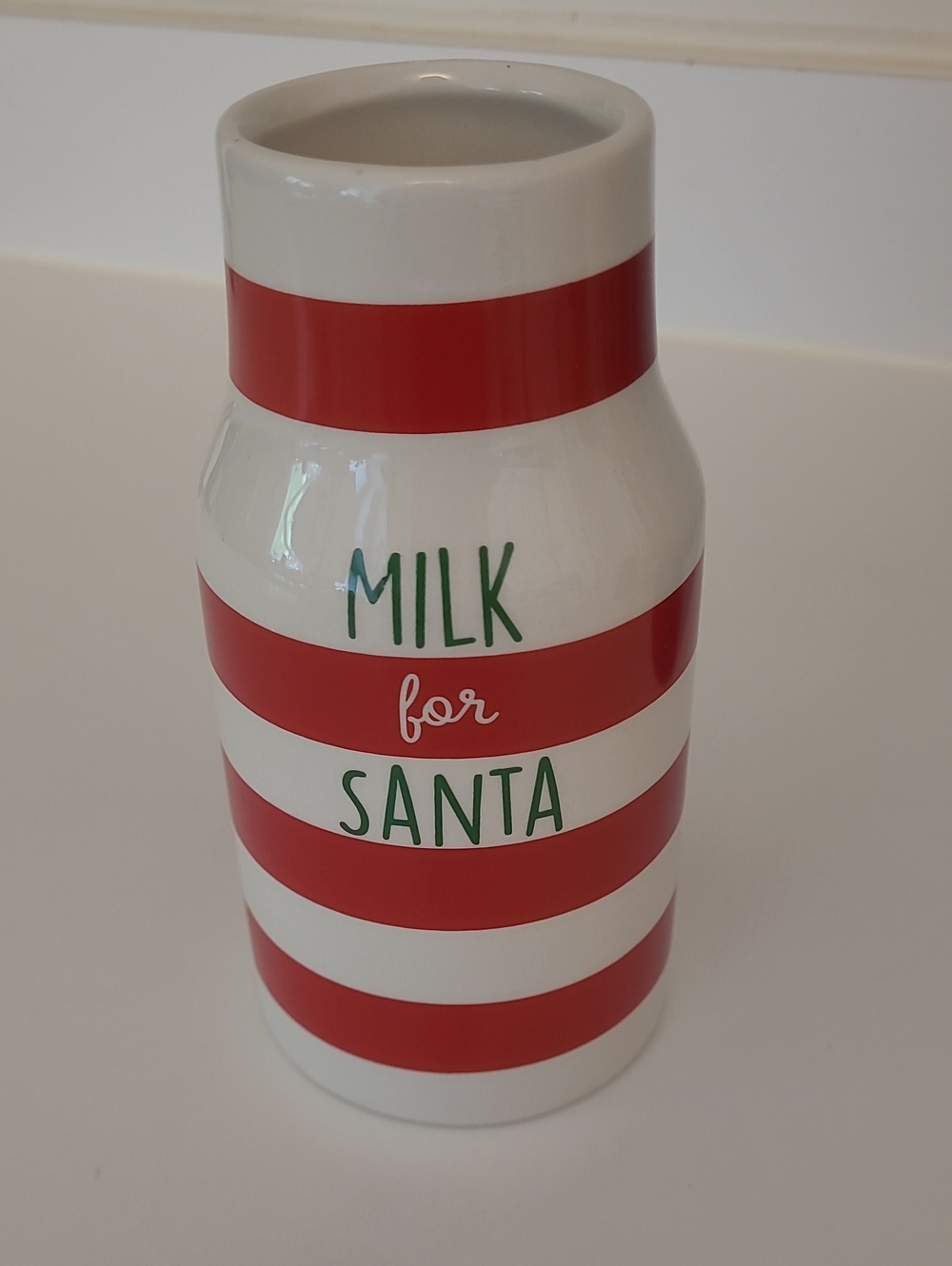 Milk for Santa Holiday Ceramic Milk Bottle - Red & White